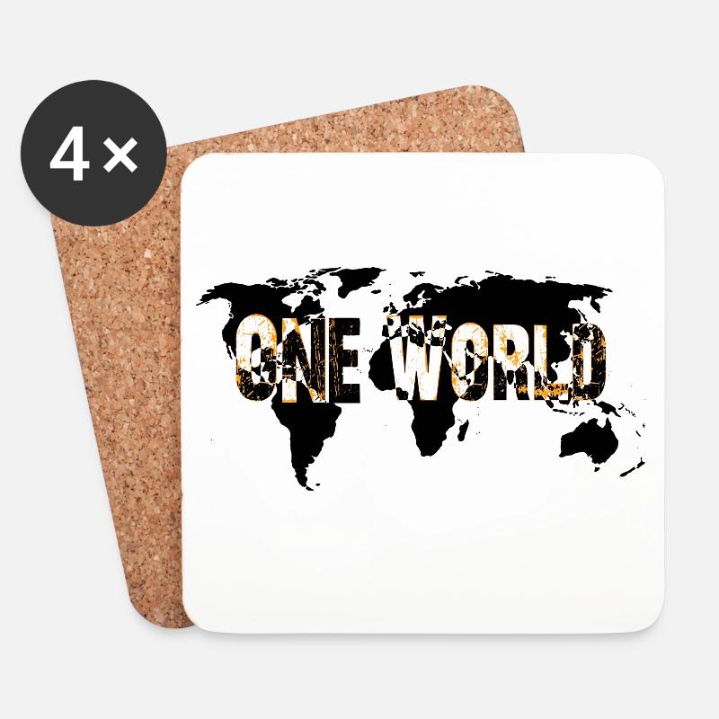 One World - Orange - Untersetzer (4er-Set) - Weiß