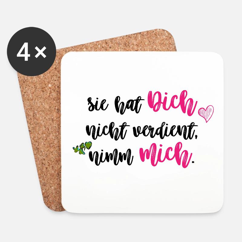 Sie hat Dich nicht verdient black - Untersetzer (4er-Set) - Weiß
