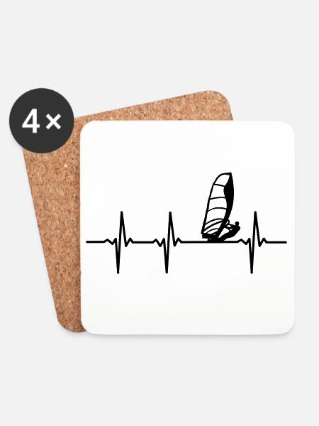 Windsurfers ECG - Coasters (set of 4) - white