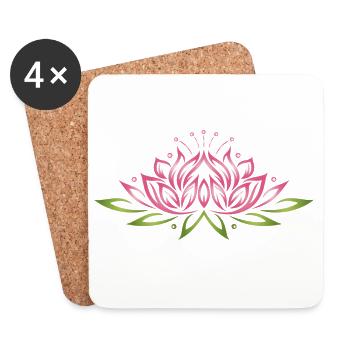 Grande fleur de lotus. Yoga. - Dessous de verre (lot de 4) - blanc - Devant