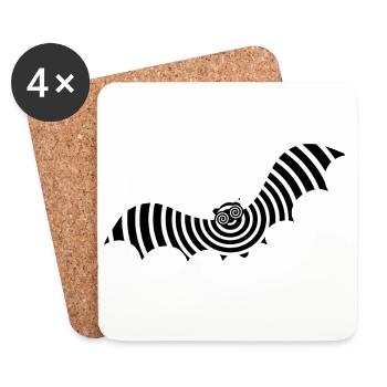 Bat Optical Illusion Illusion Halloween - Coasters (set of 4) - white - Front
