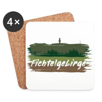 Fichtelgebirge Kösseine Schneeberg Ochsenkopf grün - Untersetzer (4er-Set) - Weiß - Vorne