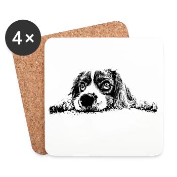Cocker Spaniel - Dessous de verre (lot de 4) - blanc - Devant