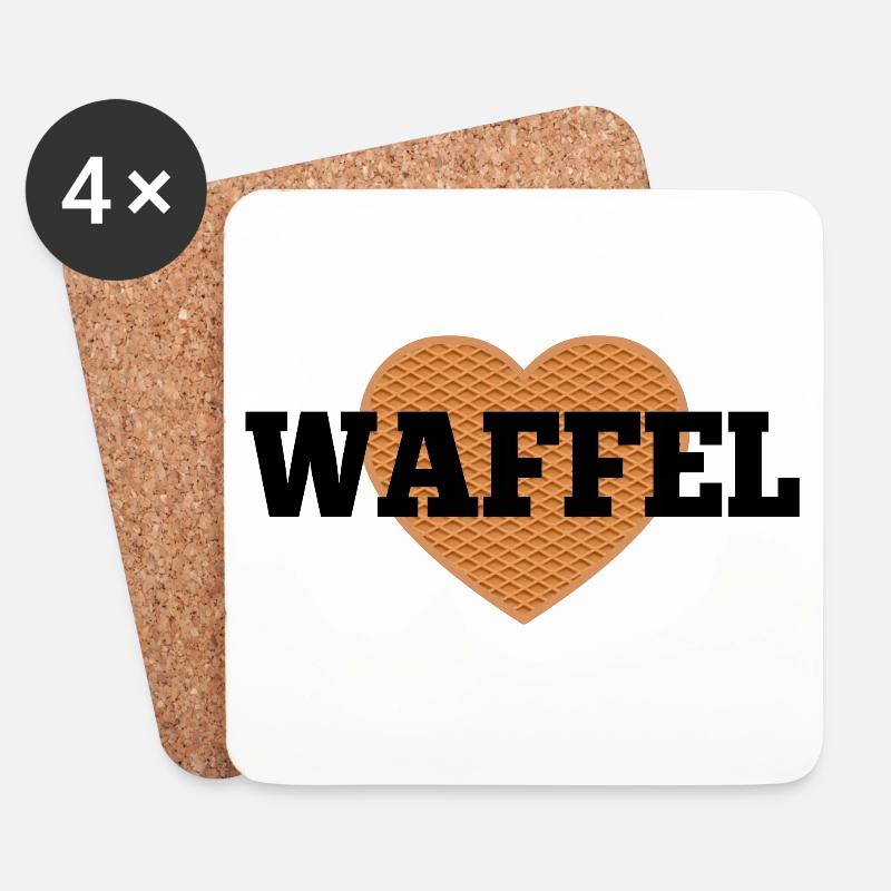 Waffel Love Herz - Untersetzer (4er-Set) - Weiß
