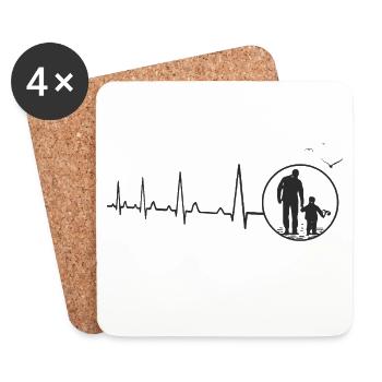 Heartbeat Père et Fils Fille Heartbeat - Dessous de verre (lot de 4) - blanc - Devant