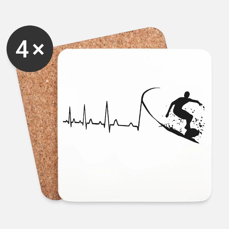 Surfer Herzschlag - Untersetzer (4er-Set) - Weiß