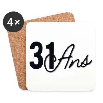 31 Ans - Dessous de verre (lot de 4) - blanc - Devant