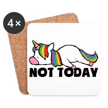 Not today - Müde und faul - Einhorn - Untersetzer (4er-Set) - Weiß - Vorne