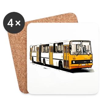 Ikarus articulated bus yellow white - Coasters (set of 4) - white - Front