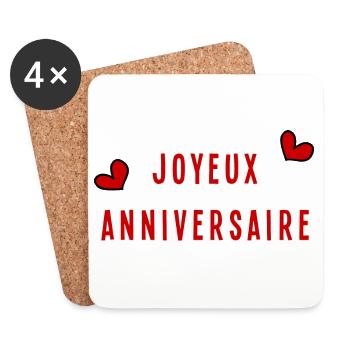 HAPPY BIRTHDAY. HAPPY BIRTHDAY. ANNIVERSARY. - Coasters (set of 4) - white - Front