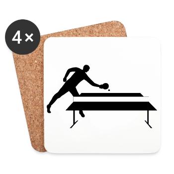 Joueur de tennis de table - Dessous de verre (lot de 4) - blanc - Devant