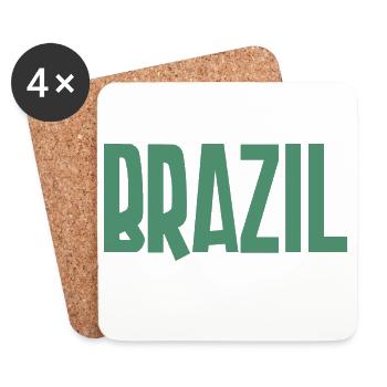 Brasilien Schriftzug Grün Kraft - Untersetzer (4er-Set) - Weiß - Vorne