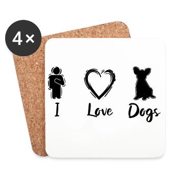 Amoureux des chiens - Dessous de verre (lot de 4) - blanc - Devant