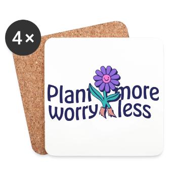 Plantez plus, souciez-vous moins – Fleur souriante - Dessous de verre (lot de 4) - blanc - Devant