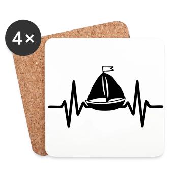 Battement Cœur Bateau Voile - Dessous de verre (lot de 4) - blanc - Devant