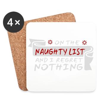 On the naughty list and regret nothing XMas Spruch - Coasters (set of 4) - white - Front
