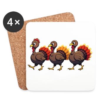 Bébé dinde de Thanksgiving - Dessous de verre (lot de 4) - blanc - Devant