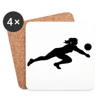 Silhouette de volley-ball - Dessous de verre (lot de 4) - blanc - Devant