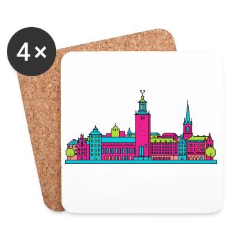 Stockholmer Stadtsilhouette Gamla Stan Moderne Kunst - Untersetzer (4er-Set) - Weiß - Vorne