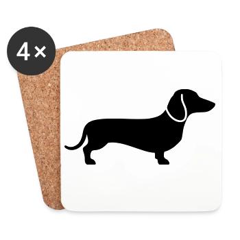 Vecteur de silhouette de chien teckel teckel - Dessous de verre (lot de 4) - blanc - Devant