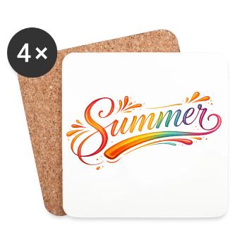 Summer lettering retro illustration - Coasters (set of 4) - white - Front