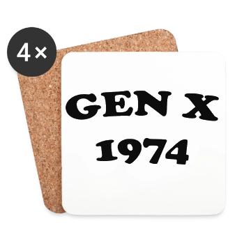 Génération X 1974 Style Vintage - Dessous de verre (lot de 4) - blanc - Devant