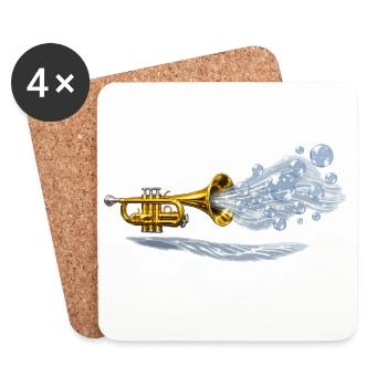 Aqua Brass Burst - Coasters (set of 4) - white - Front