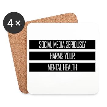 Les réseaux sociaux nuisent sérieusement à la santé mentale selon les affirmations - Dessous de verre (lot de 4) - blanc - Devant