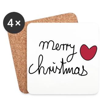 Merry Christmas - Untersetzer (4er-Set) - Weiß - Vorne