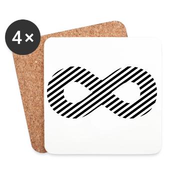 Signe de l'infini - rayures de modèle - Dessous de verre (lot de 4) - blanc - Devant