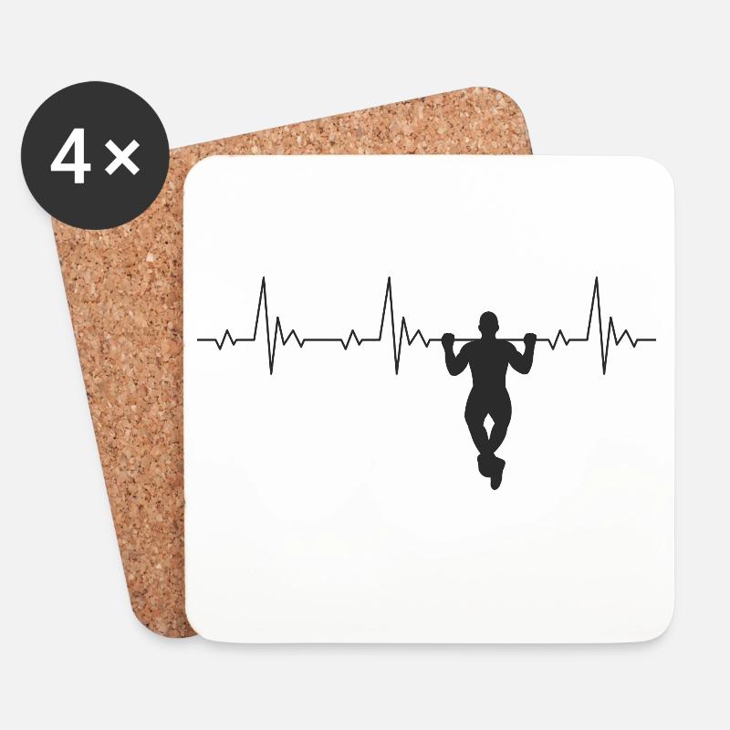 Calisthenics Heartbeat Klimmzug Frequenz Puls EKG - Untersetzer (4er-Set) - Weiß