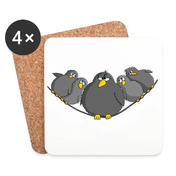 Vogel fett und witzig - Untersetzer (4er-Set) - Weiß - Vorne
