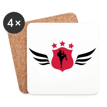 Kickboxing / Kick-Boxeur / Kick Boxing / - Dessous de verre (lot de 4) - blanc - Devant