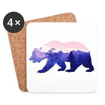 Bear grizzly forest nature - Coasters (set of 4) - white - Front
