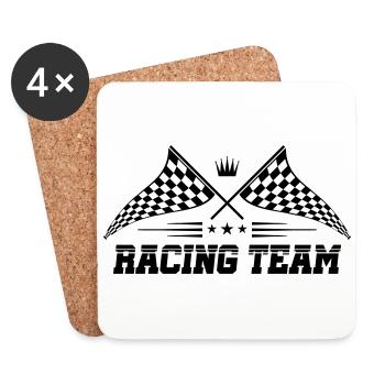 racing team flag icon logo - Coasters (set of 4) - white - Front