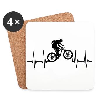 EGK; Vélo, VTT, rythme cardiaque, vélo - Dessous de verre (lot de 4) - blanc - Devant