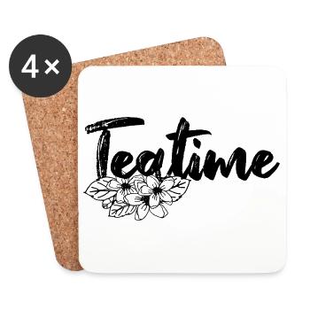 Teatime Tea Leaves Tea Drinker motto - Coasters (set of 4) - white - Front
