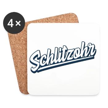 Schlitzohr - Schweizerdeutsch - Mundart - Dialekt - Untersetzer (4er-Set) - Weiß - Vorne