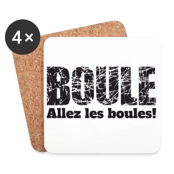 Boule Allez les boules! Boulekugeln für Bouler - Untersetzer (4er-Set) - Weiß - Vorne