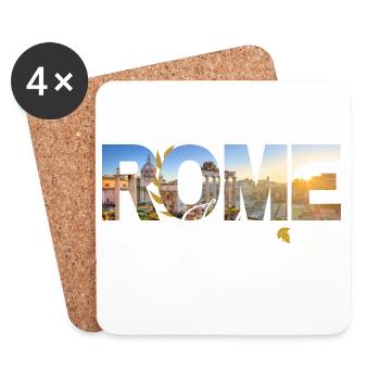 Œuvres d’art Sunburst de la Skyline de Rome en Italie - Dessous de verre (lot de 4) - blanc - Devant