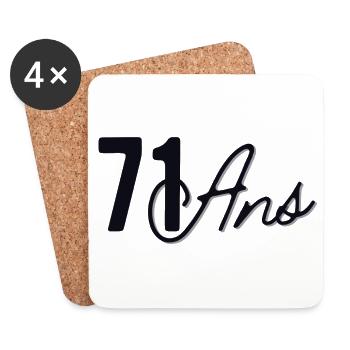 71 Ans - Dessous de verre (lot de 4) - blanc - Devant