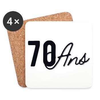 70 Ans - Dessous de verre (lot de 4) - blanc - Devant