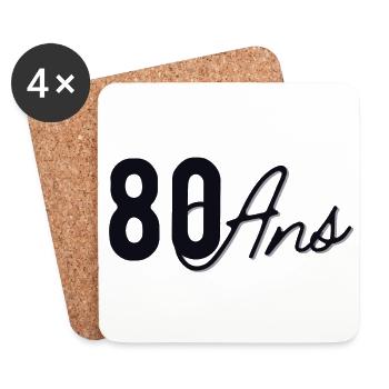 80 Ans - Dessous de verre (lot de 4) - blanc - Devant