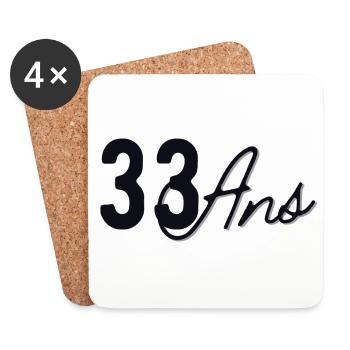 33 Ans - Dessous de verre (lot de 4) - blanc - Devant