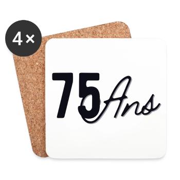 75 Ans - Dessous de verre (lot de 4) - blanc - Devant