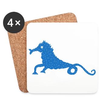 Hippocampe - Dessous de verre (lot de 4) - blanc - Devant