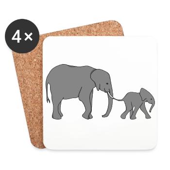 Elefanten Mutter und Kind Baby Elefant - Untersetzer (4er-Set) - Weiß - Vorne