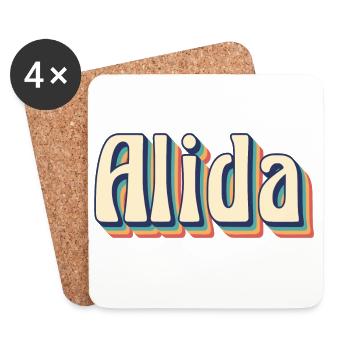 Alida T-Shirt Retro Vintage T-Shirt Geschenkidee - Untersetzer (4er-Set) - Weiß - Vorne