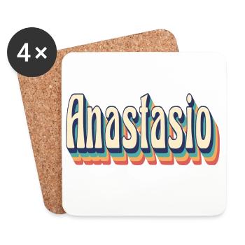 Anastasio t-shirt rétro vintage t-shirt cadeau - Dessous de verre (lot de 4) - blanc - Devant