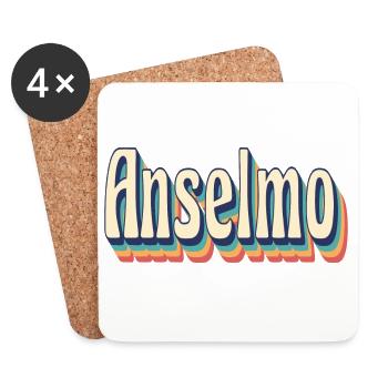Vintage Anselmo Retro T-Shirt Geschenk T-Shirt - Untersetzer (4er-Set) - Weiß - Vorne